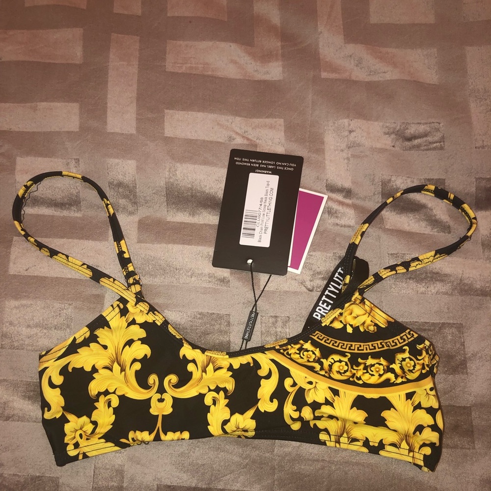 Black chain bathing suit top by Prettylittlethings